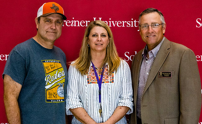 Schreiner University’s Associate Director of Admissions, Chris Stevenson, and two Harper ISD Ag teachers, Felice Marek and Jason Marek